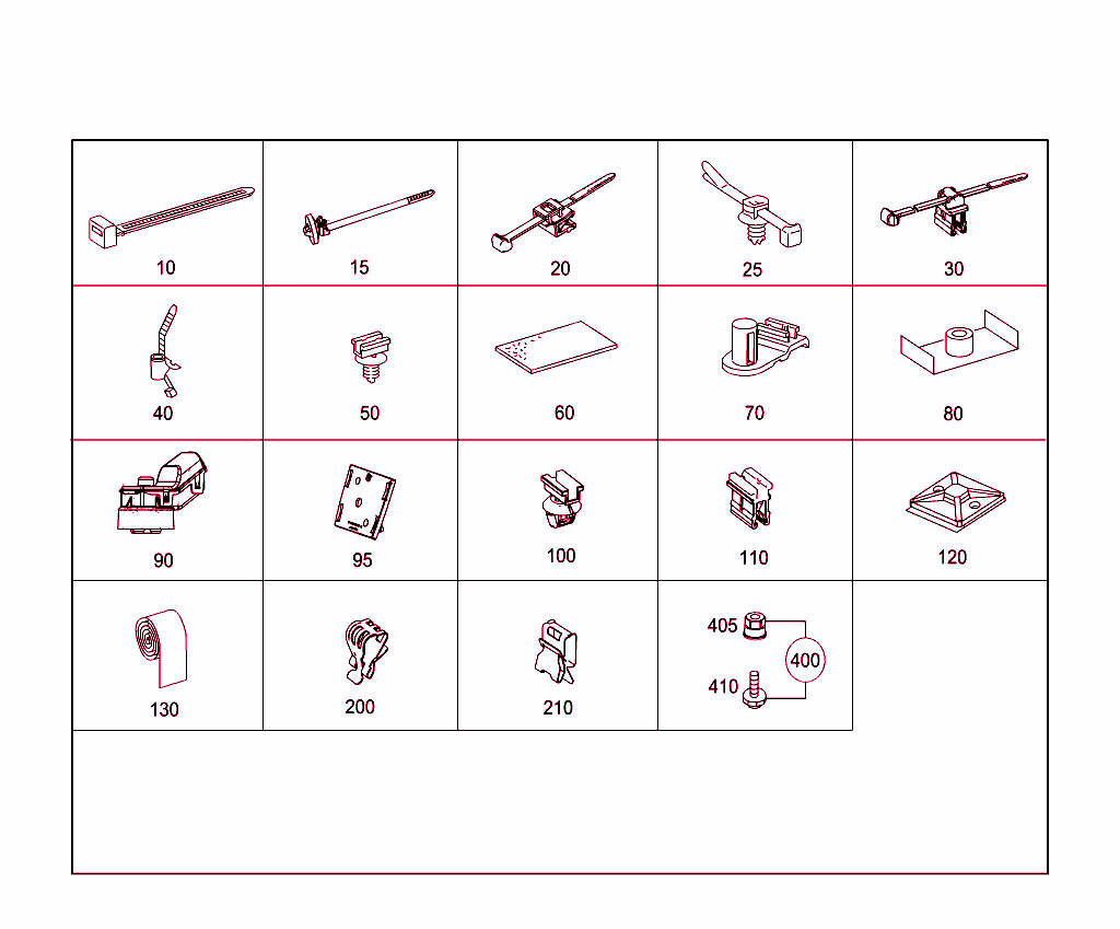 Loom Ties, Cable Mounting Parts And Grommets
