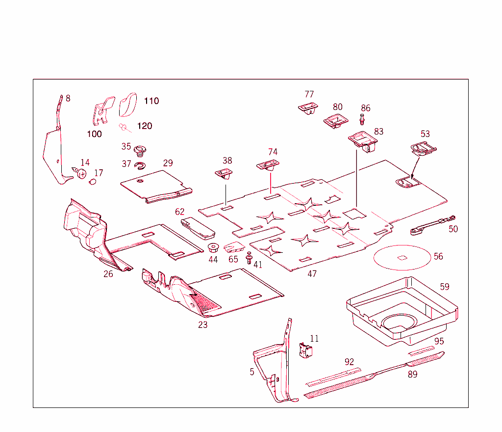 Front Panel Pillar Panelling, Lining On Floor And Footrest