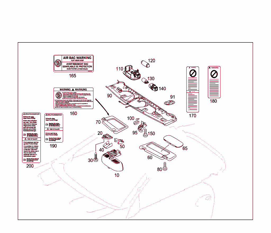 Sun Visor,Interior Mirror, Grab Handle