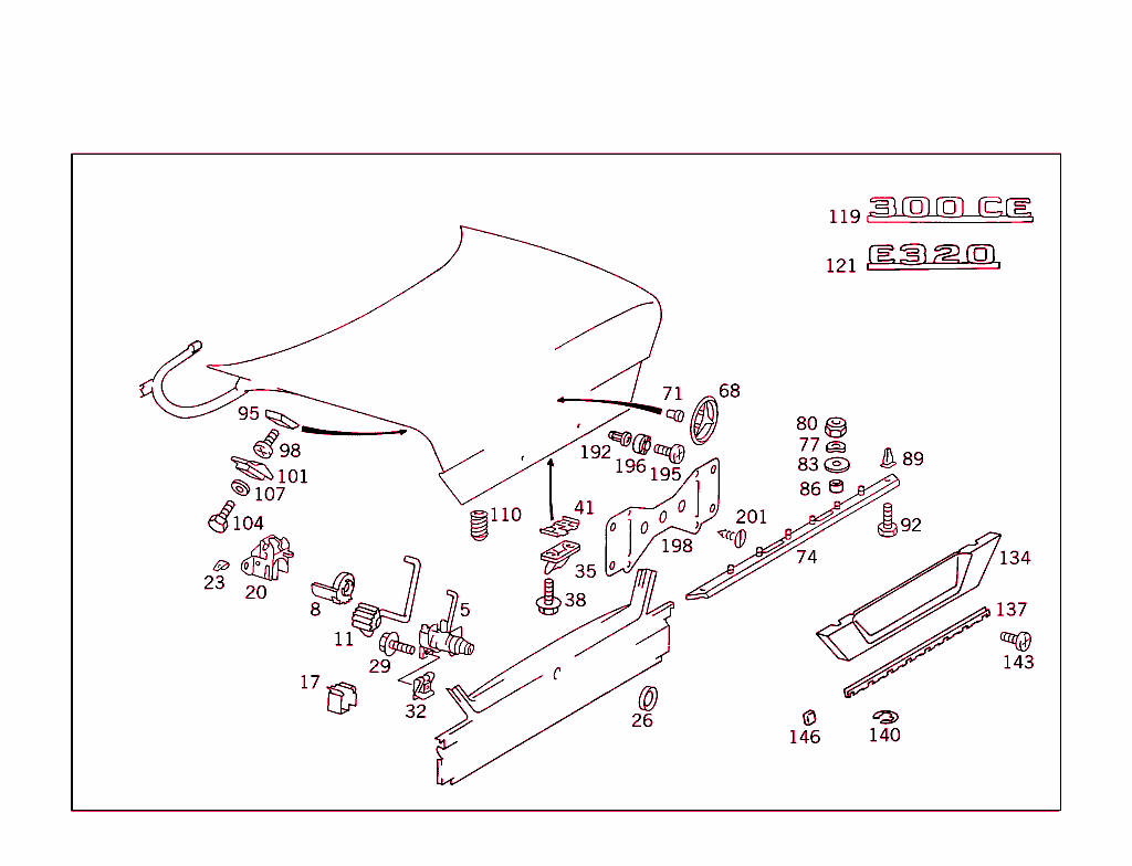 Rear Lid Latch-Type Lock, Rear Lid Attachment Parts
