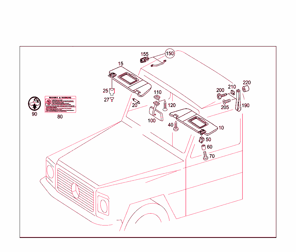 Sun Visor,Interior Mirror, Grab Handle