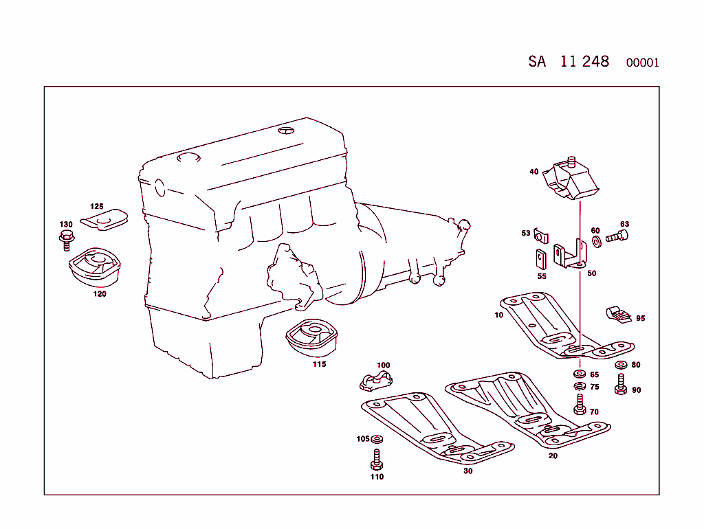 Engine Mounting Used With Five-Speed Transmission