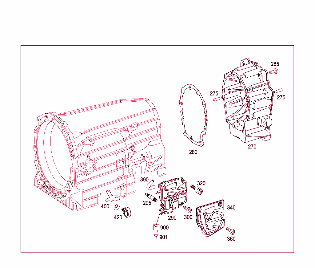 Transmission Housing, Output Flange, Parking Lock,Shift Lock,Selector Leber