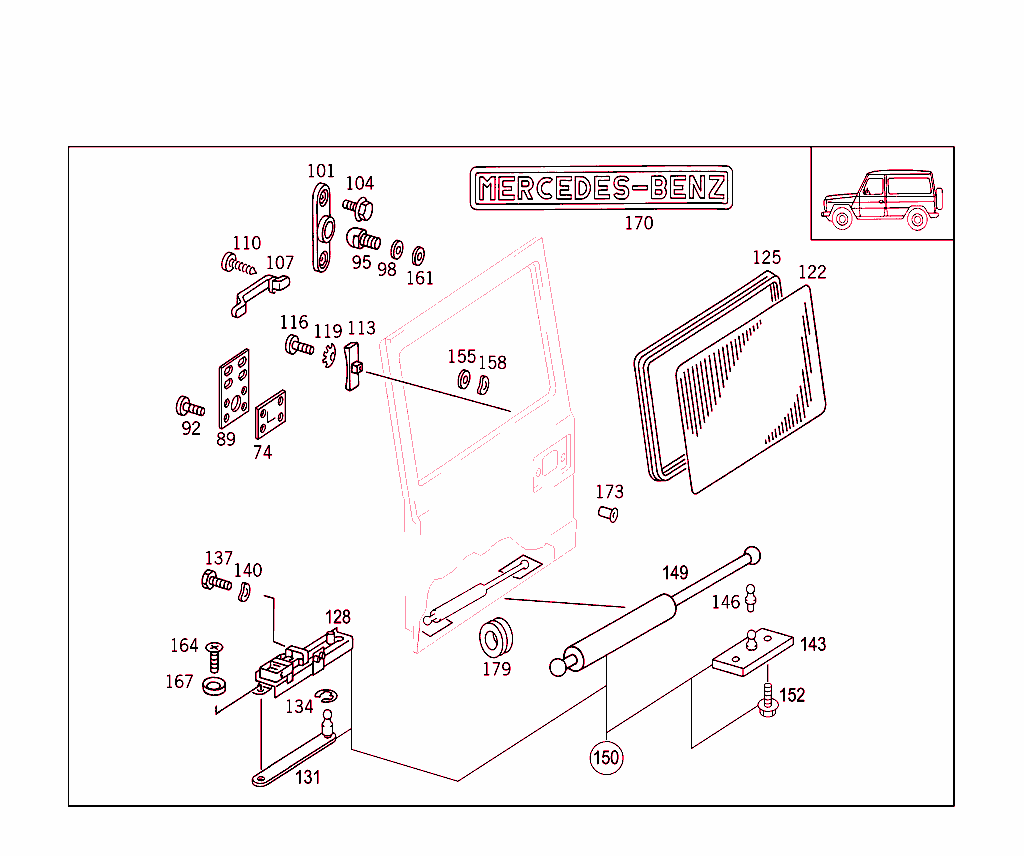 Rear Panel Door Attachment Parts, Rear Panel Door Window