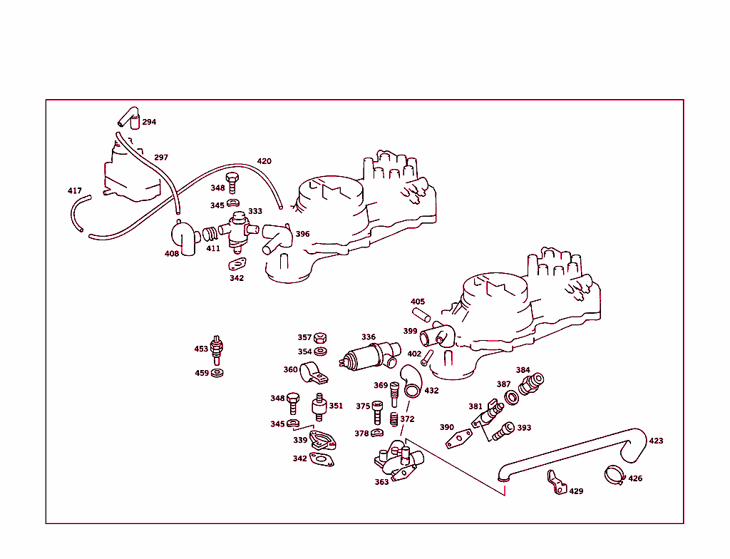 Inject.nozzles,Lines,Cold Startg.valve & Pressure Regulator, Used W/Injection