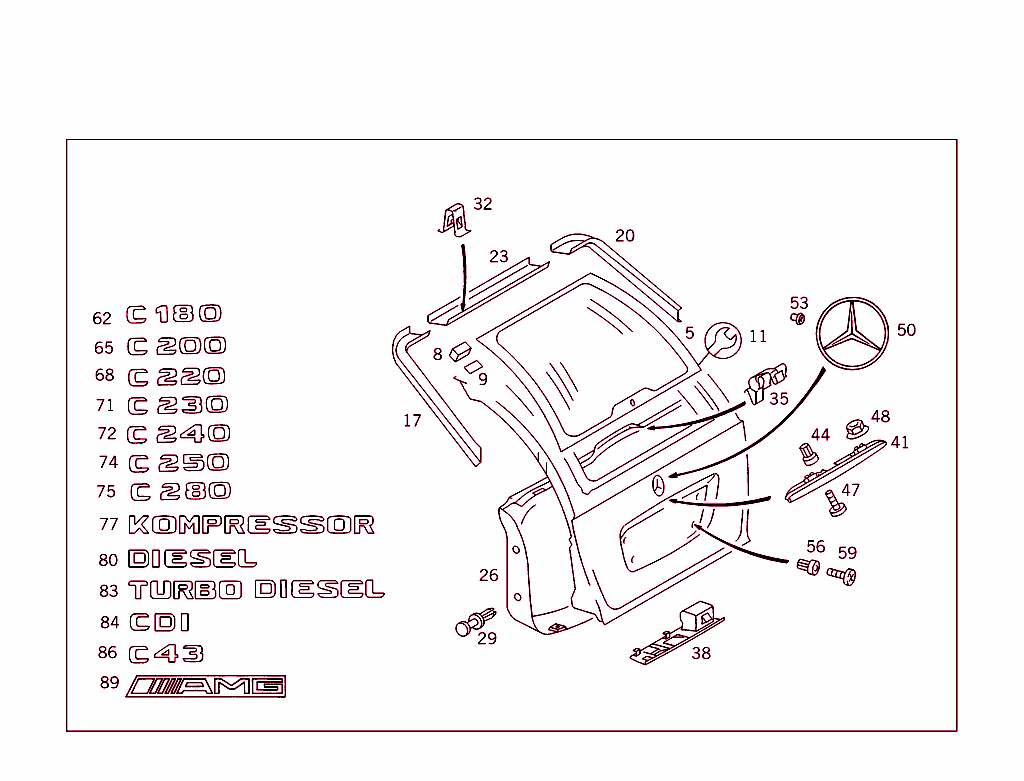 Rear Panel Door Attachment Parts, Rear Panel Door Window