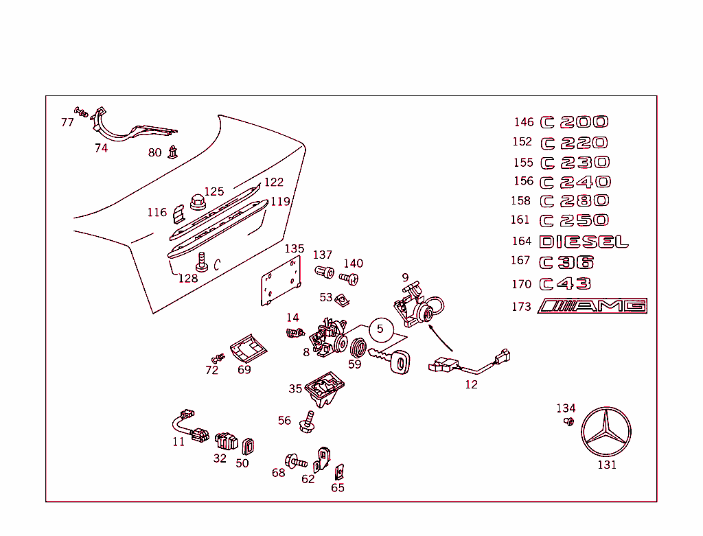 Rear Lid Latch-Type Lock, Rear Lid Attachment Parts