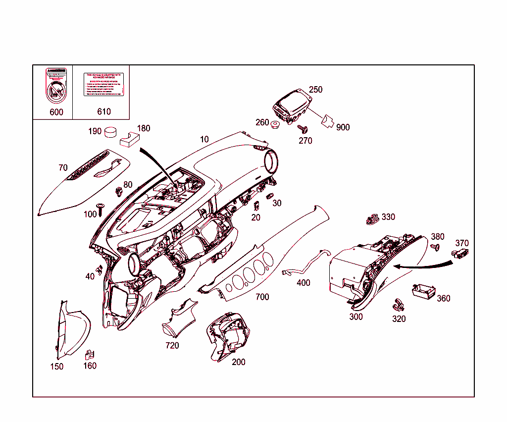 Instrument Panel And Gloves Compartment Box With Passenger Air Bag