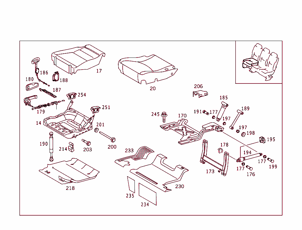 Rear Seat Cushion, Rear Backrest, From Model Year 2000