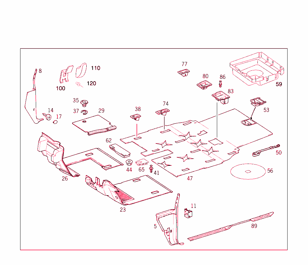 Front Panel Pillar Panelling, Lining On Floor And Footrest