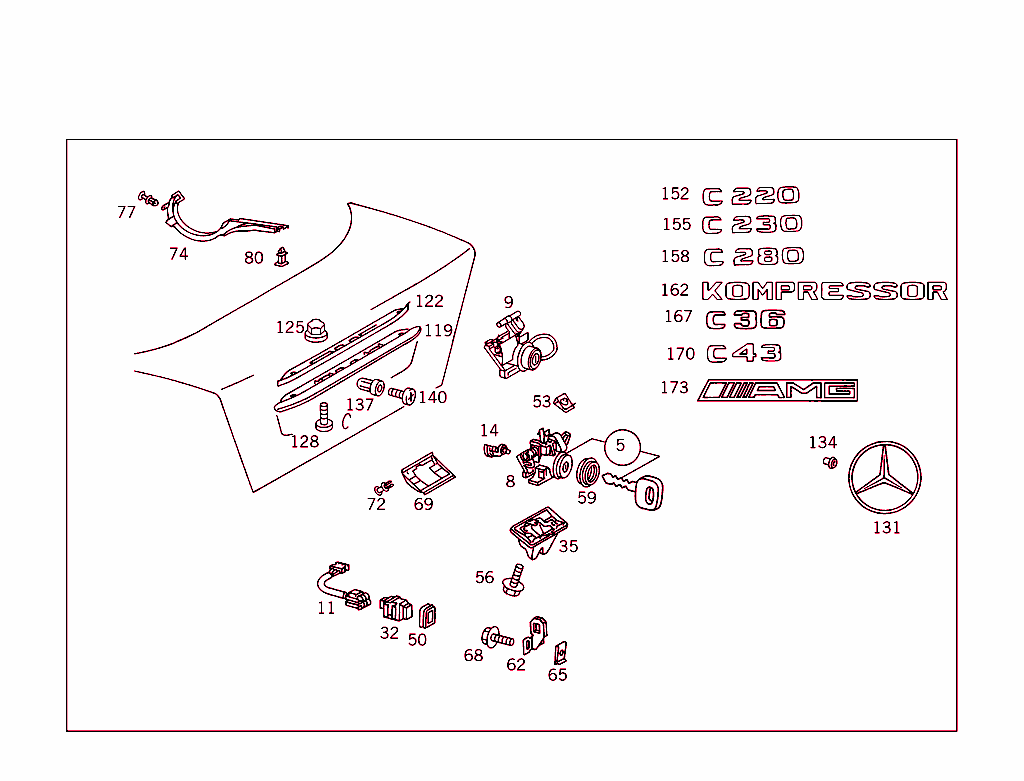 Rear Lid Latch-Type Lock, Rear Lid Attachment Parts
