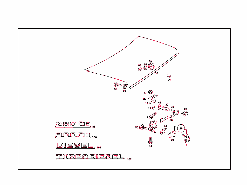 Rear Lid Latch-Type Lock, Rear Lid Attachment Parts