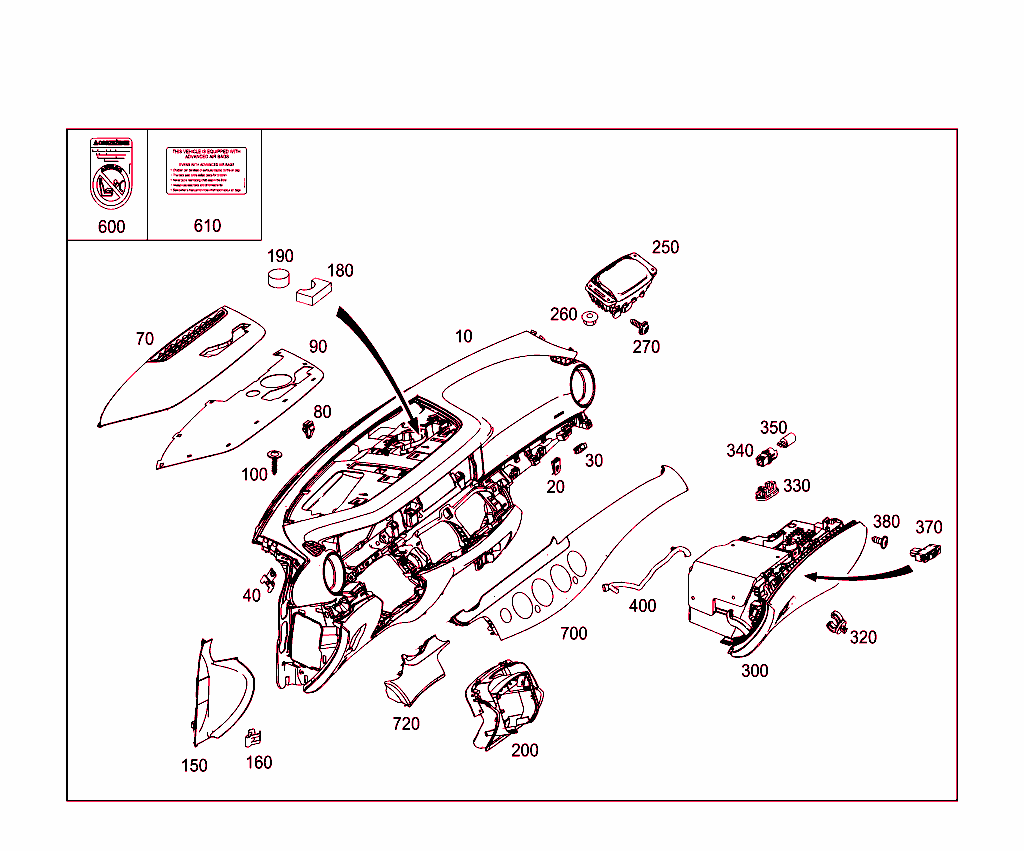 Instrument Panel And Gloves Compartment Box With Passenger Air Bag