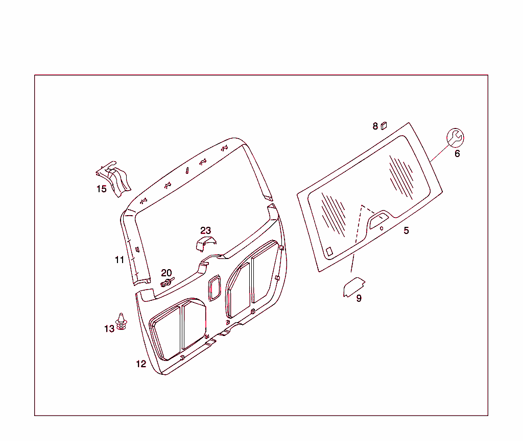 Rear Panel Door Attachment Parts, Rear Panel Door Window