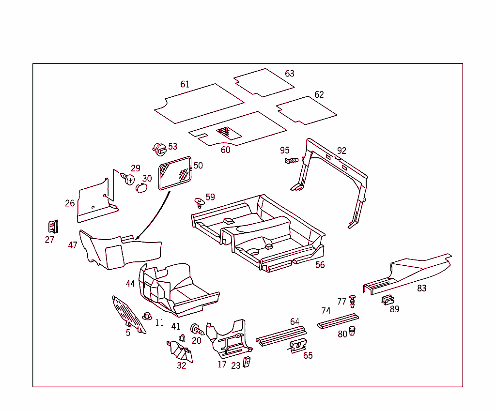 Front Panel Pillar Panelling, Lining On Floor And Footrest