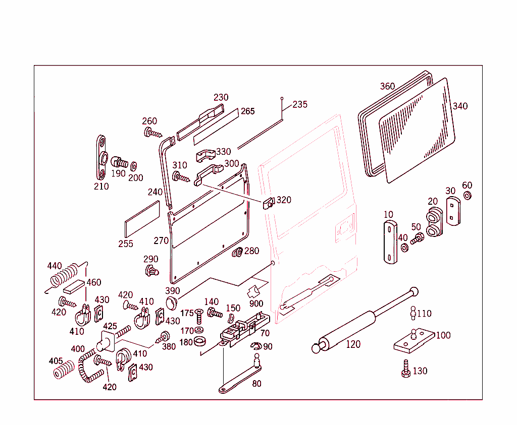 Rear Panel Door Attachment Parts, Rear Panel Door Window