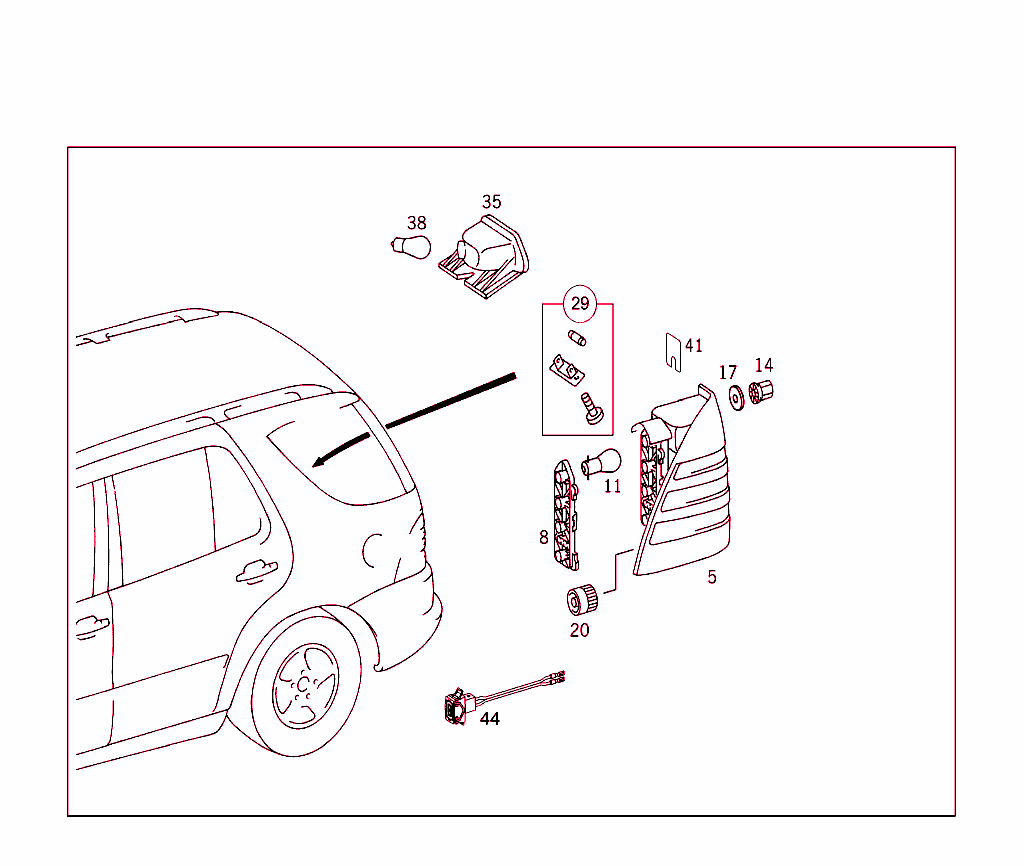 Rear Lamps, Additional Stop Light, And License Plate Lamp
