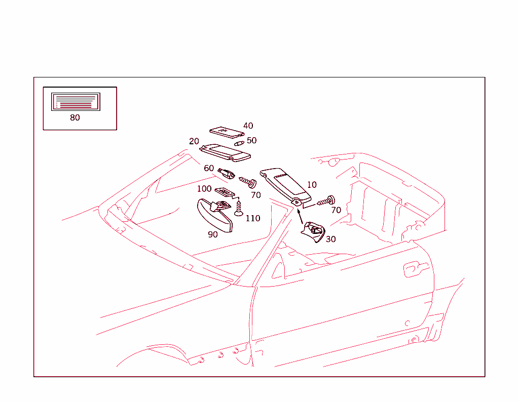 Sun Visor,Interior Mirror, Grab Handle