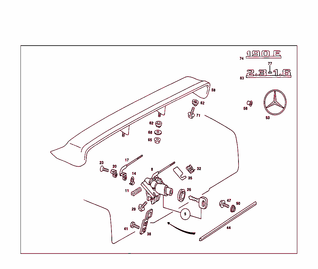 Rear Lid Latch-Type Lock, Rear Lid Attachment Parts