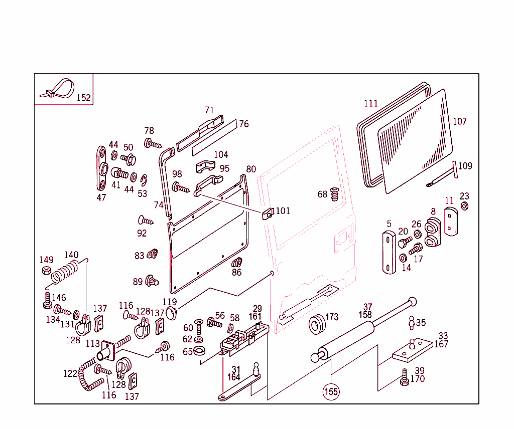 Rear Panel Door Attachment Parts, Rear Panel Door Window