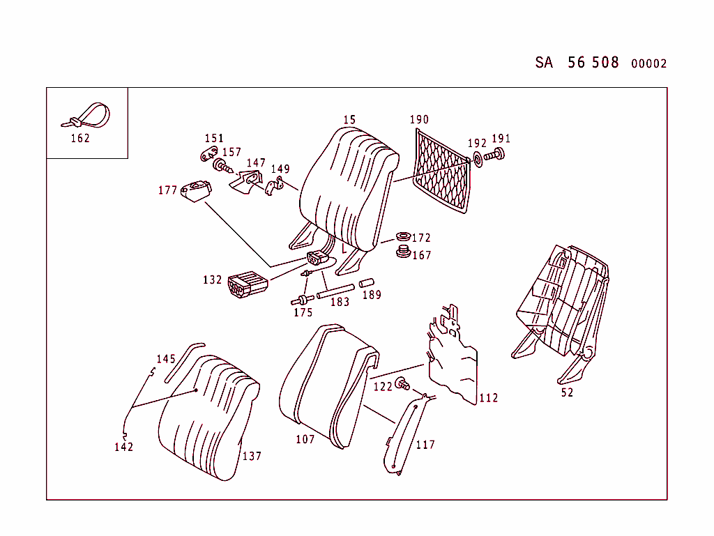 Front Seat Backrest,Velours (Type 201,For Electrical Parts,See Standard Microfiche,Group 82)