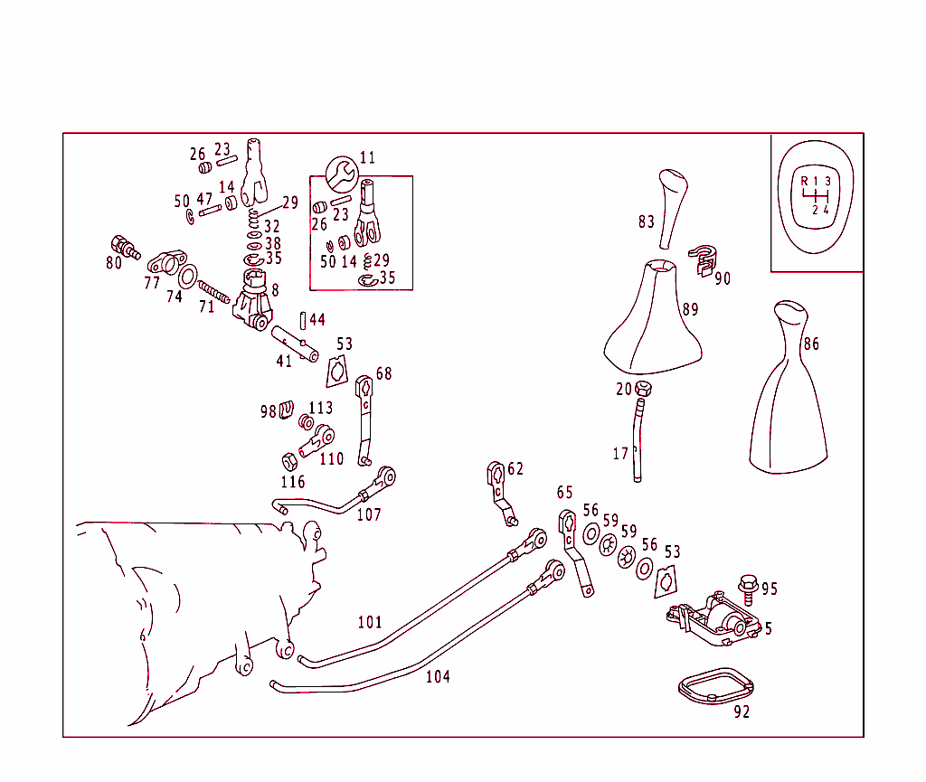 Floor Shift Used With Manual Four-Speed Transmission