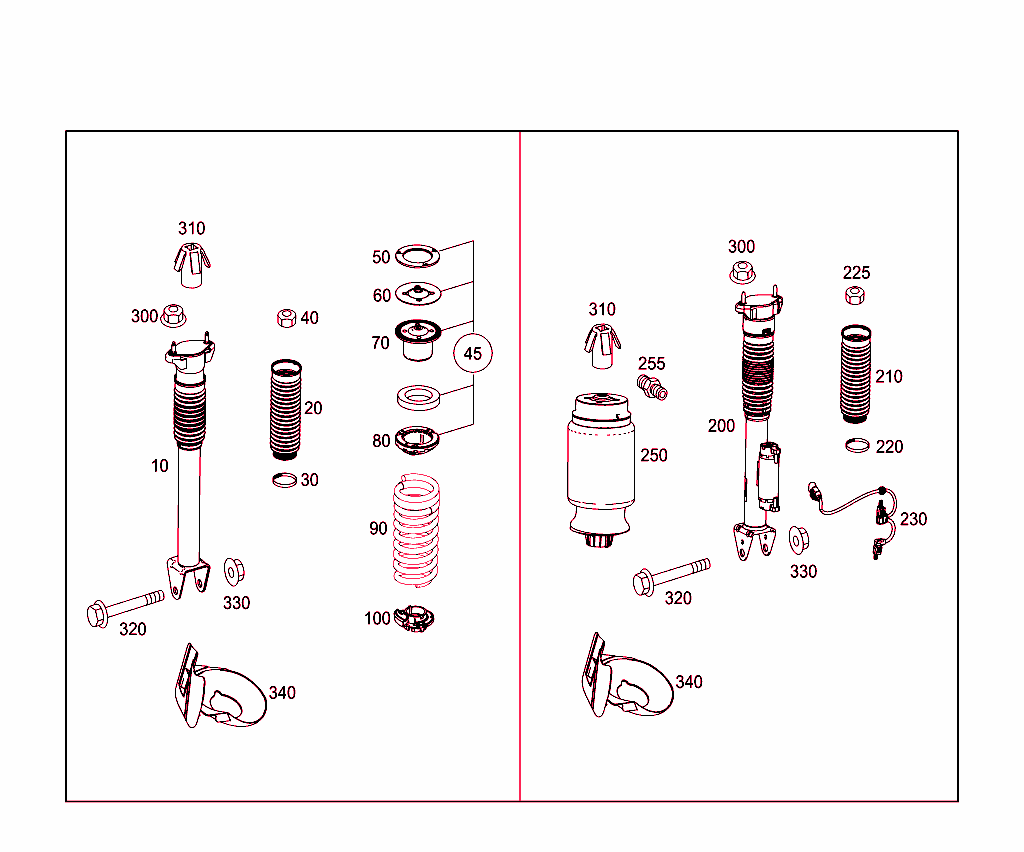 Spring Strut And Spring Strut Mounting Rear