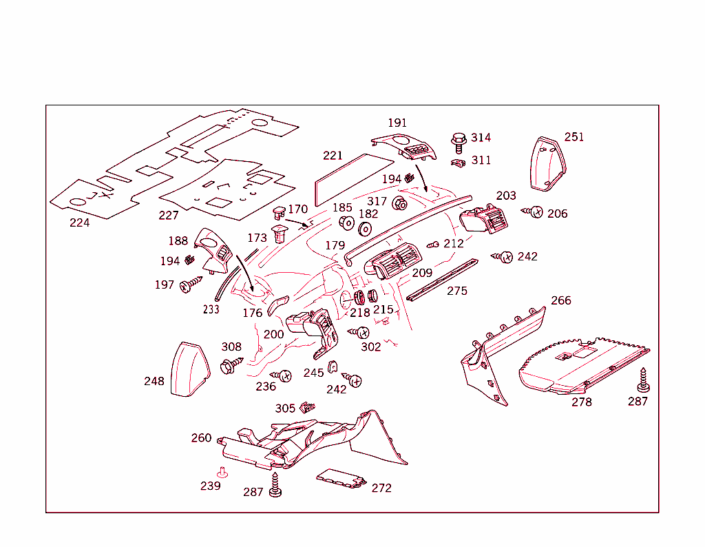 Instrument Panel With Glove Box,Body Parts For Passenger Airbag