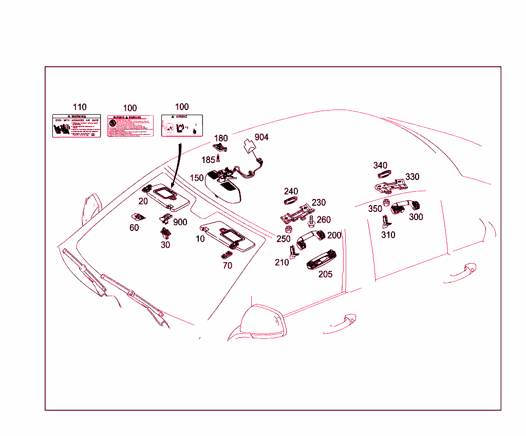 Sun Visor,Interior Mirror, Grab Handle