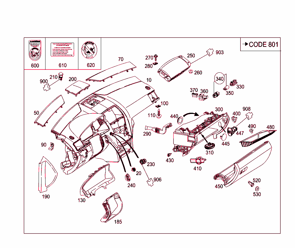 Instrument Panel And Gloves Compartment Box With Passenger Air Bag