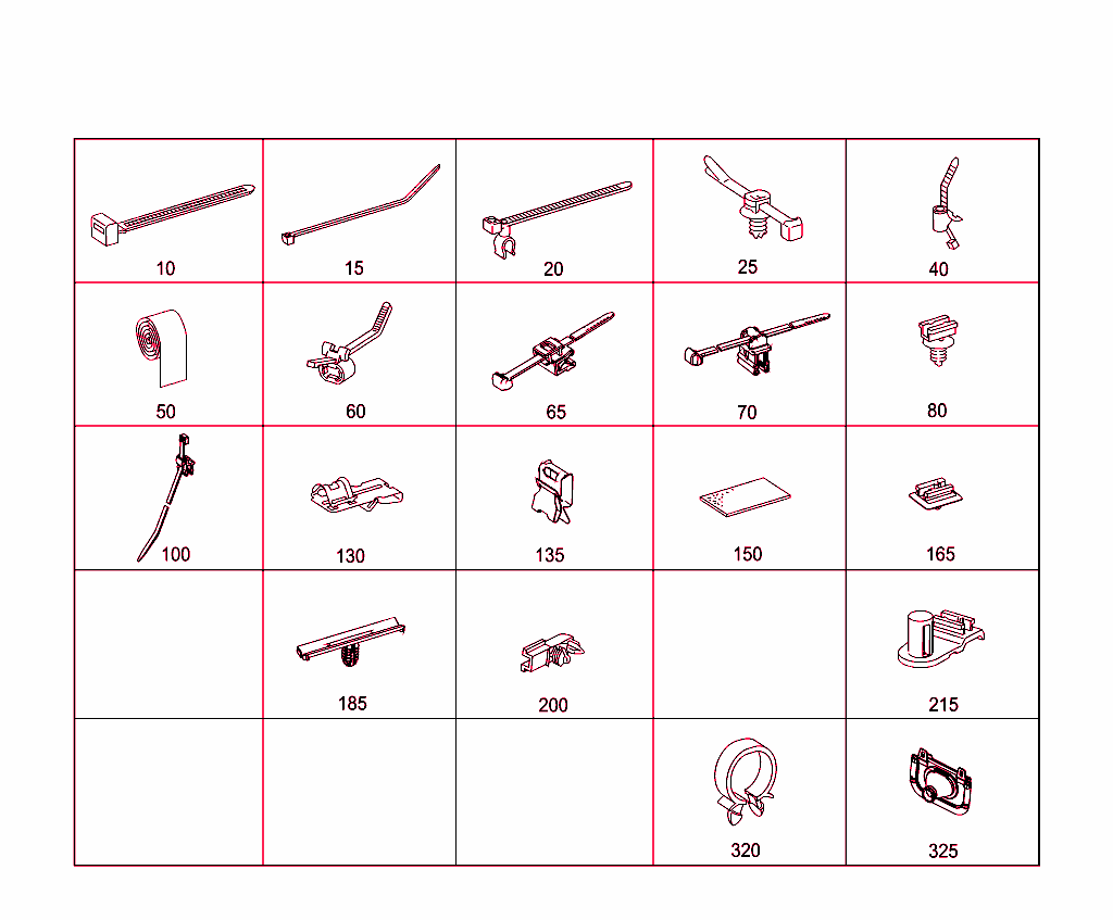 Loom Ties, Cable Mounting Parts And Grommets