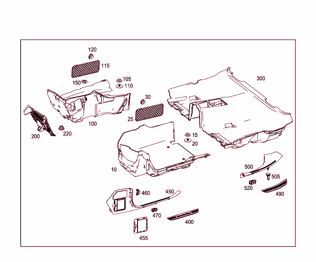 Front Panel Pillar Panelling, Lining On Floor And Footrest