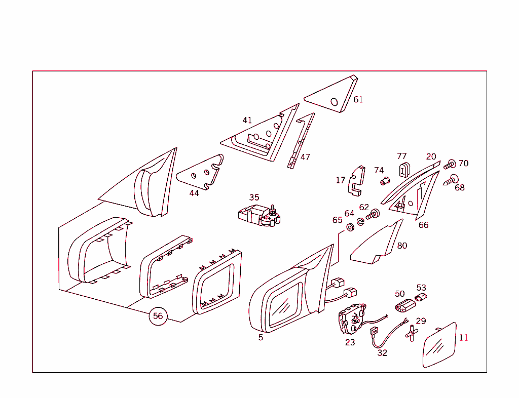 Outside Rearview Mirror On Driver`s Side