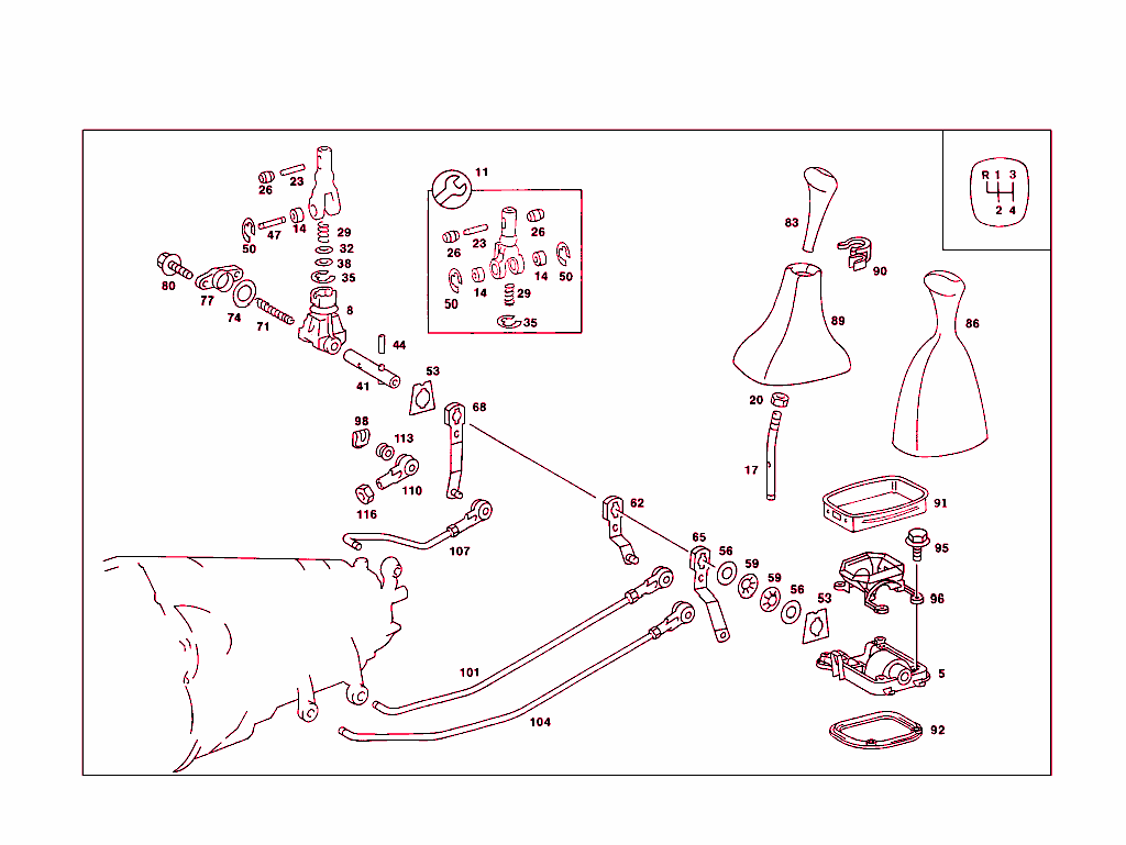 Floor Shift Used With Manual Four-Speed Transmission