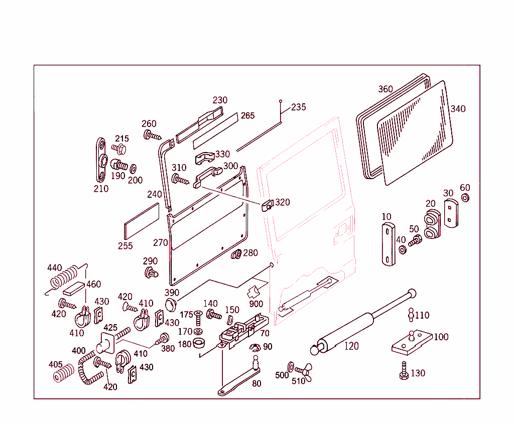 Rear Panel Door Attachment Parts, Rear Panel Door Window