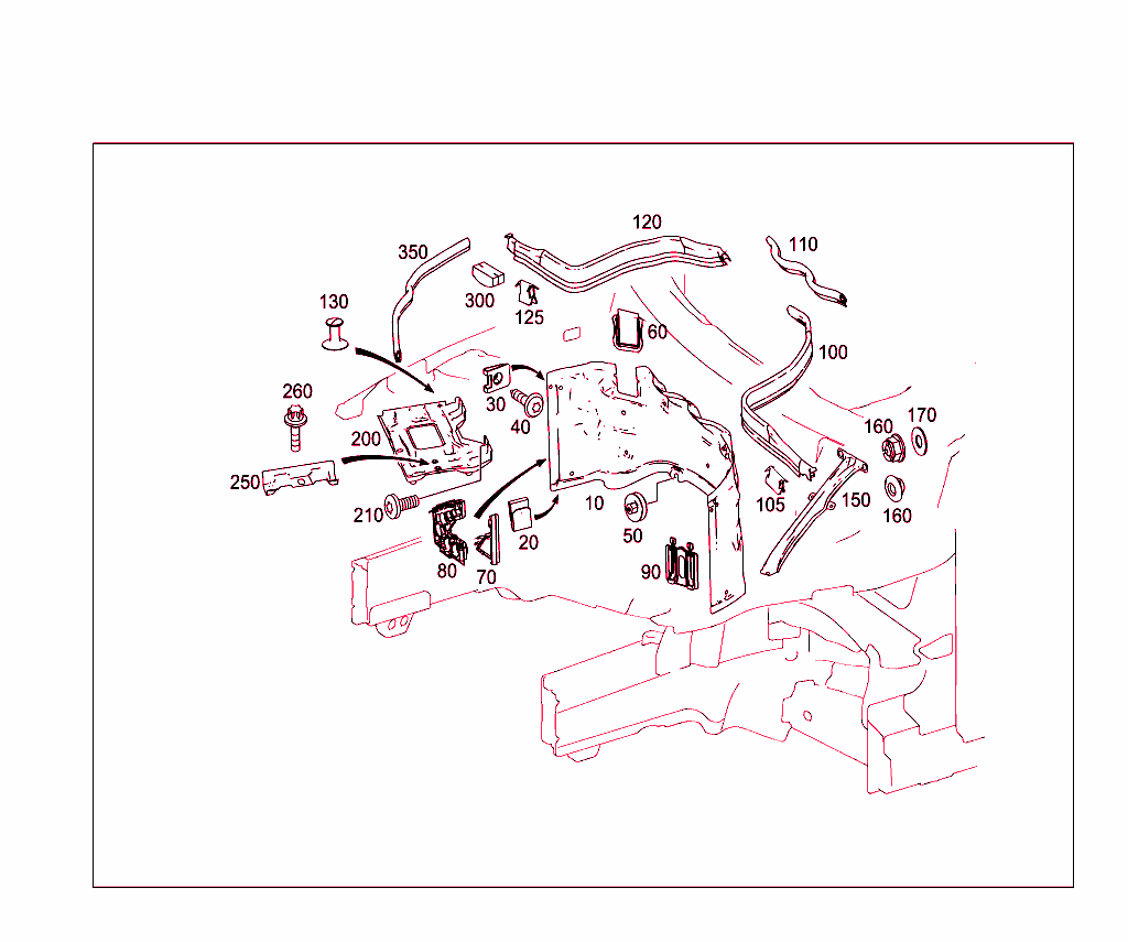 Engine Compartment Partition Panel, Wheelhouse Attachment Parts