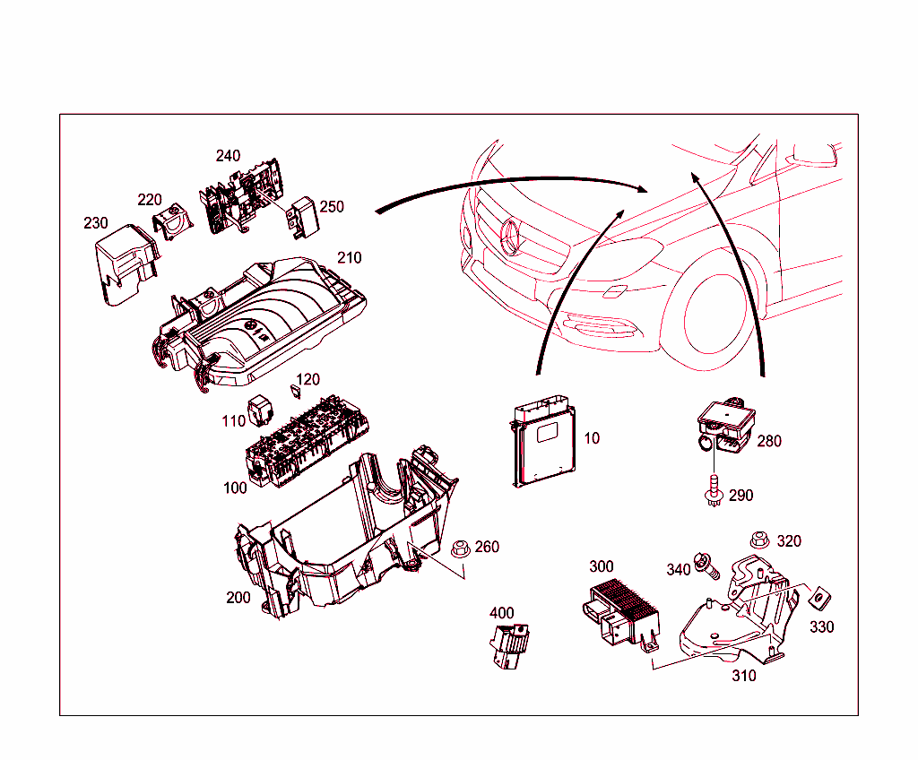 Control Units,Fuse Boxes And Relays In Engine Compartment