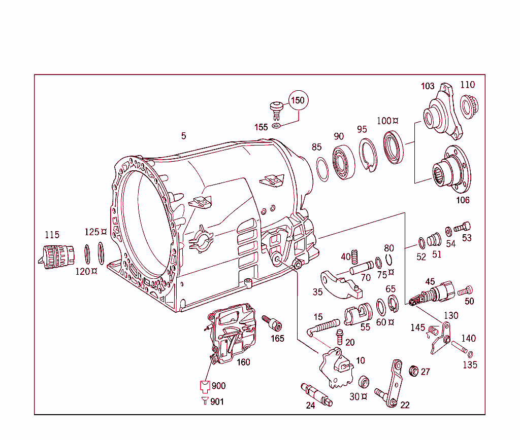 Transmission Housing, Output Flange, Parking Lock,Shift Lock,Selector Leber