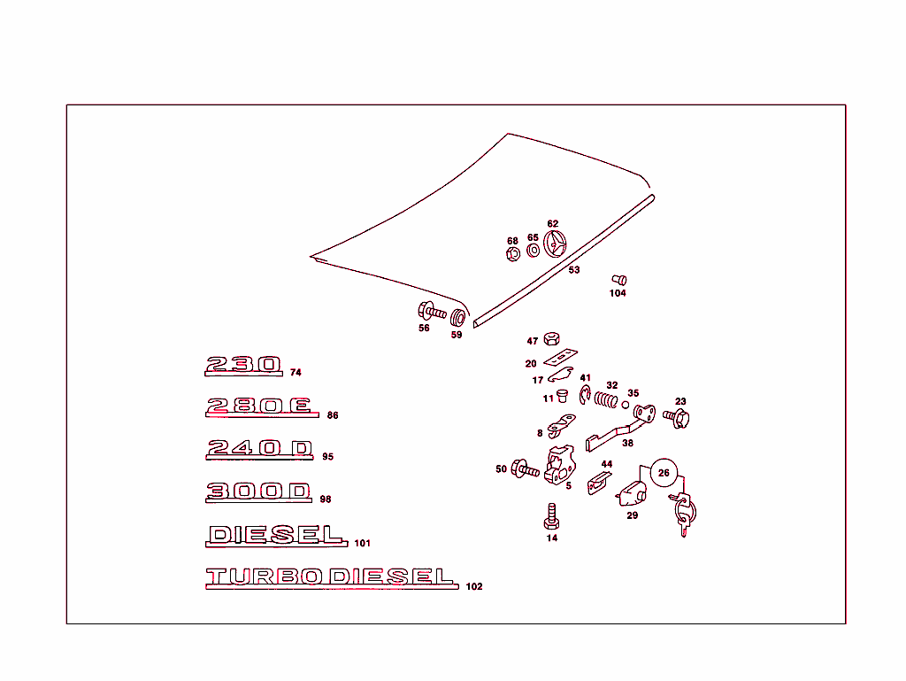 Rear Lid Latch-Type Lock, Rear Lid Attachment Parts
