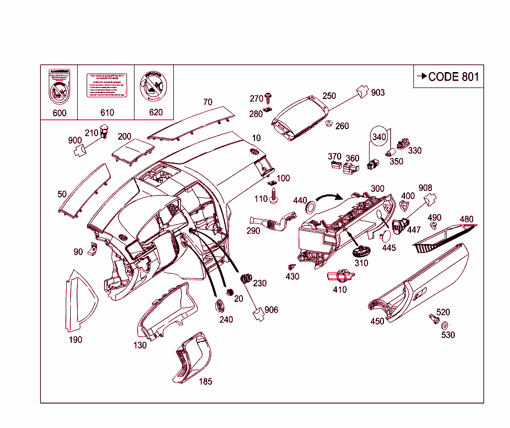 Instrument Panel And Gloves Compartment Box With Passenger Air Bag