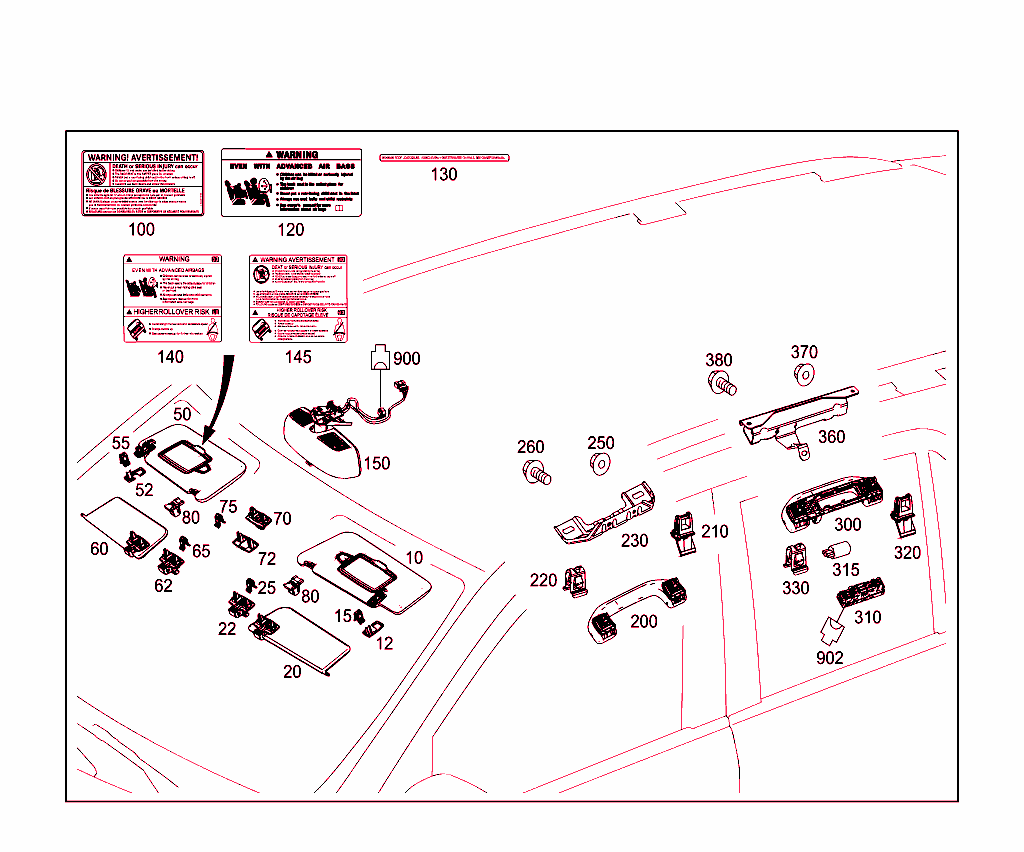 Sun Visor,Interior Mirror, Grab Handle