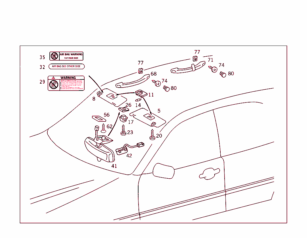 Sun Visor,Interior Mirror, Grab Handle
