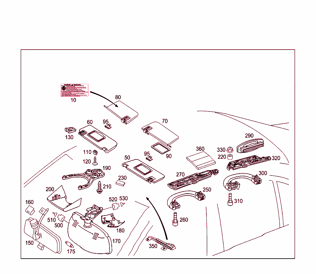 Sun Visor,Interior Mirror, Grab Handle