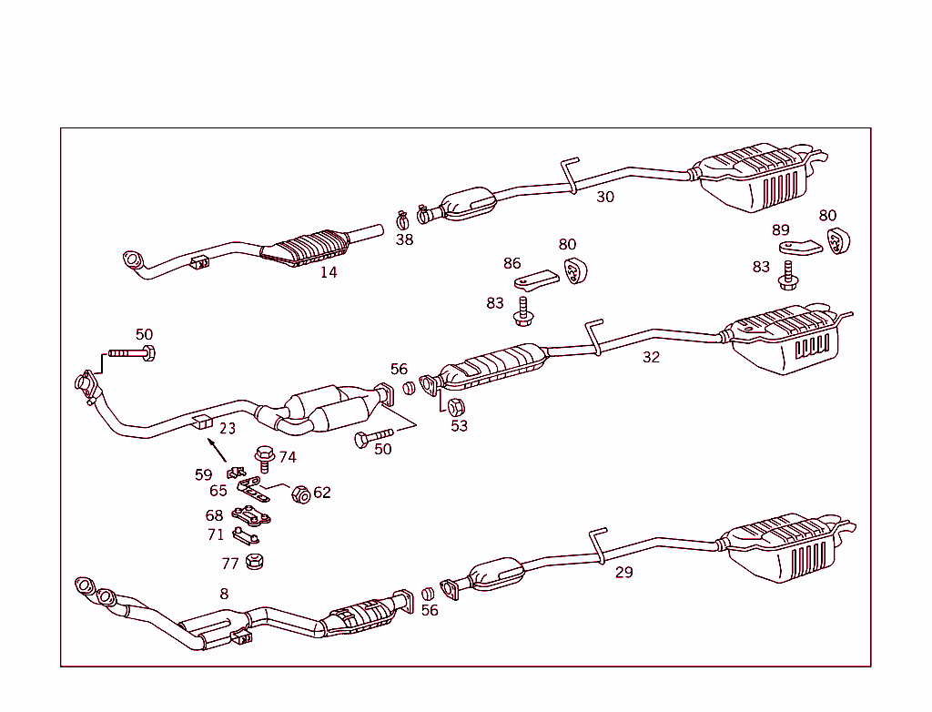 Exhaust System Used On Four-Cylinder Gasoline Vehicles