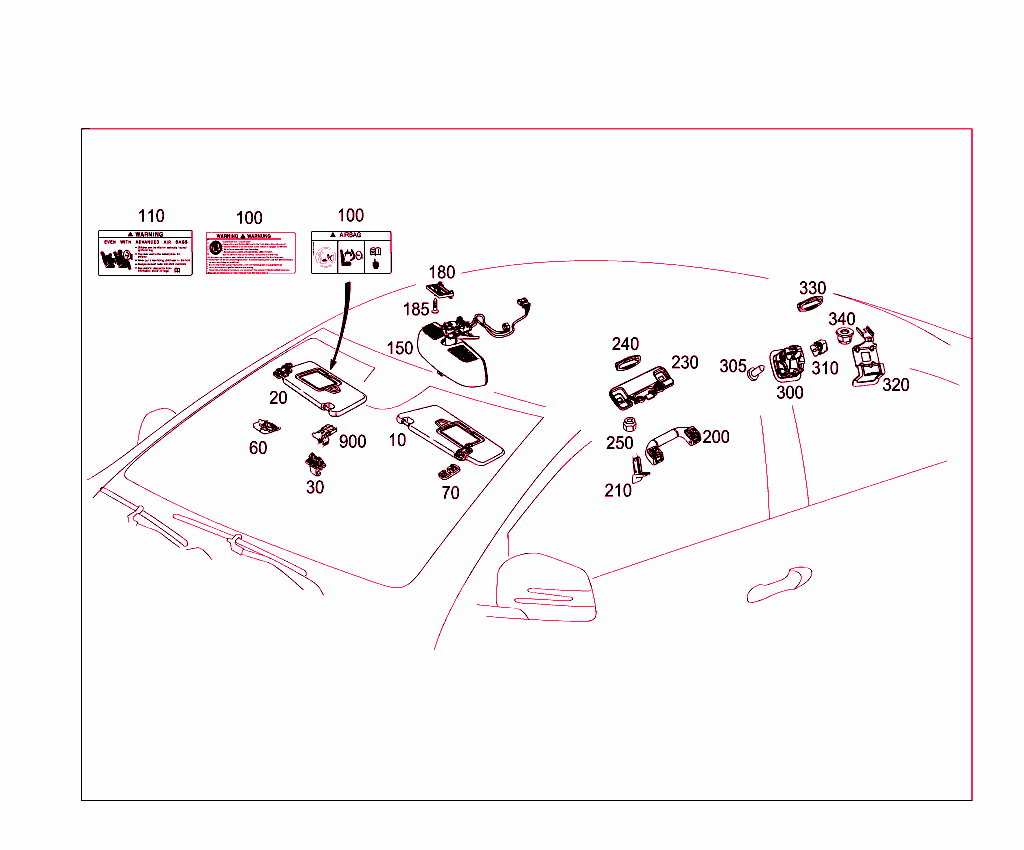 Sun Visor,Interior Mirror, Grab Handle
