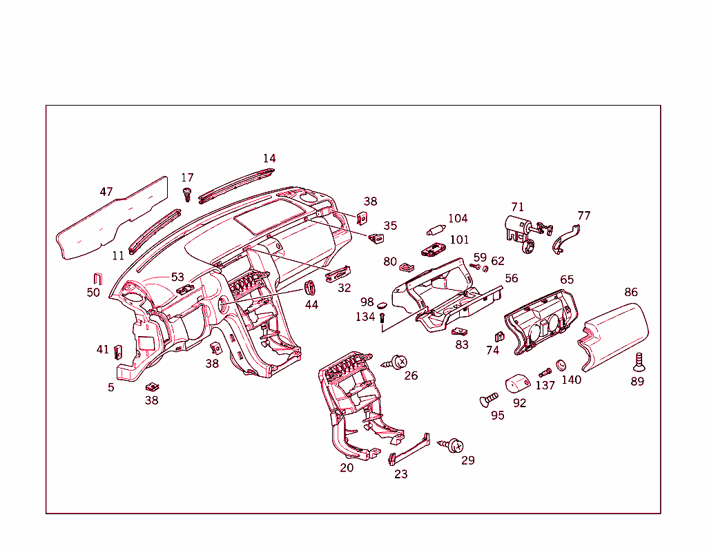 Instrument Panel With Glove Box,Body Parts For Passenger Airbag