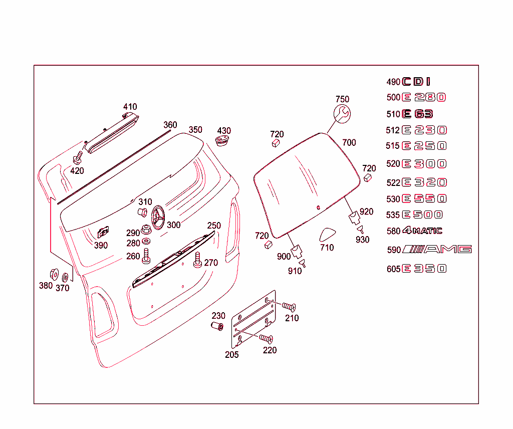 Rear Panel Door Attachment Parts, Rear Panel Door Window