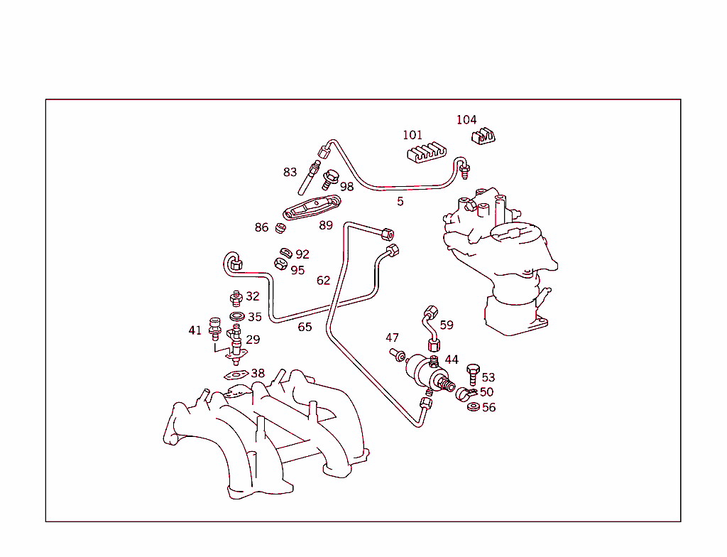 Inject.nozzles,Lines,Cold Startg.valve & Pressure Regulator, Used W/Injection