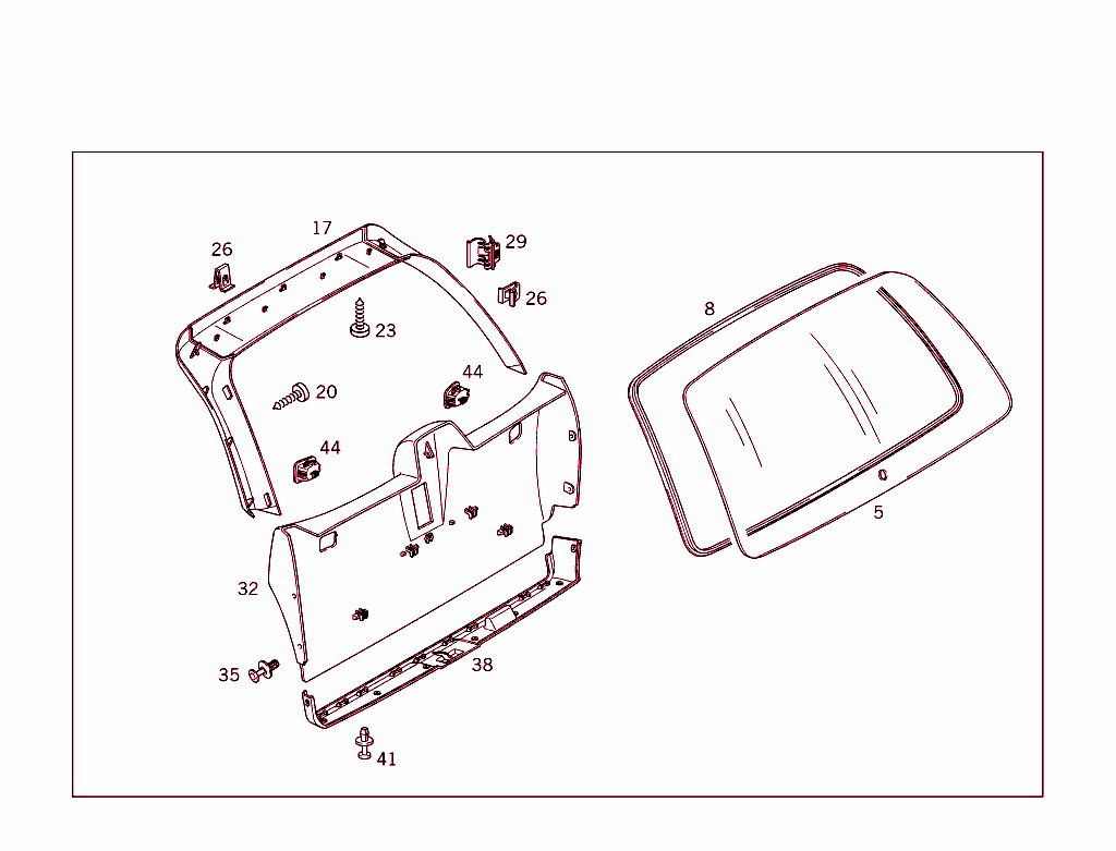 Rear Panel Door Attachment Parts, Rear Panel Door Window