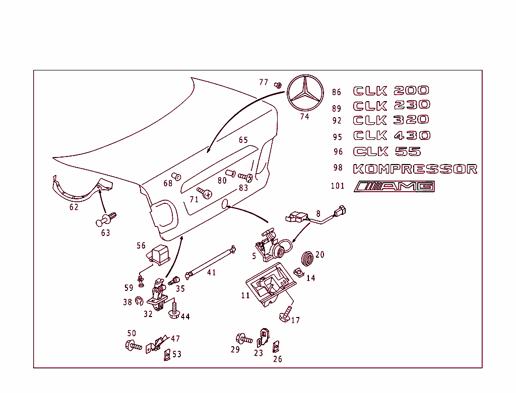 Rear Lid Latch-Type Lock, Rear Lid Attachment Parts